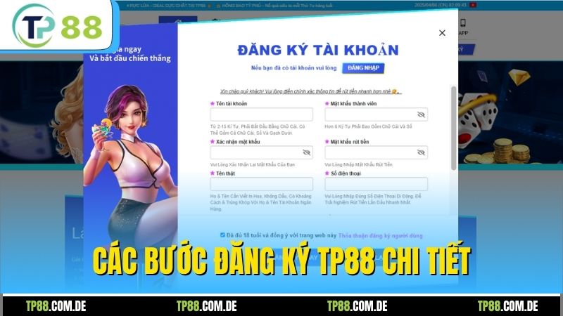 Các bước đăng ký TP88 chi tiết